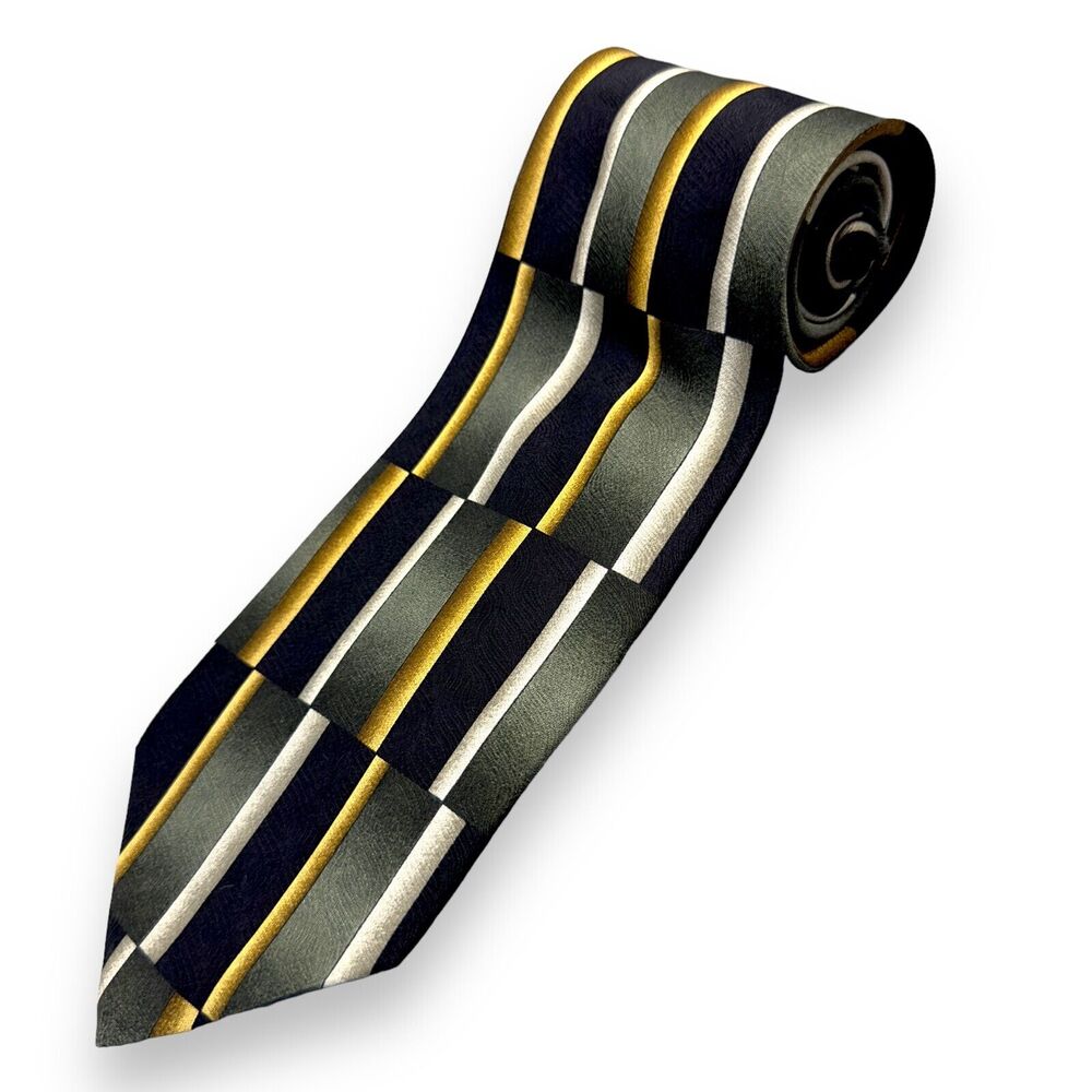 Monterey Bay 100% Silk Dress Tie Made‎ in USA Stripe Abstract Print 60" 4"